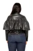 Faux Leather Cropped Ruffle Moto Jacket sold by Buxom Couture