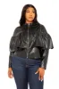 Faux Leather Cropped Ruffle Moto Jacket sold by Buxom Couture