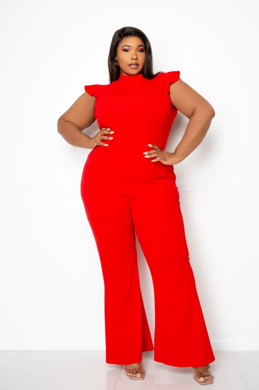 Ruffle Sleeve Jumpsuit sold by Buxom Couture