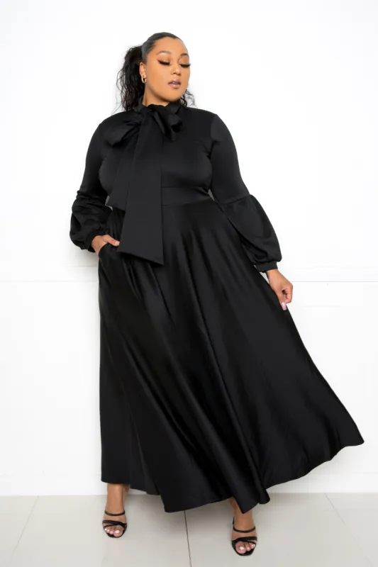 Tie-Neck Maxi Dress sold by Buxom Couture