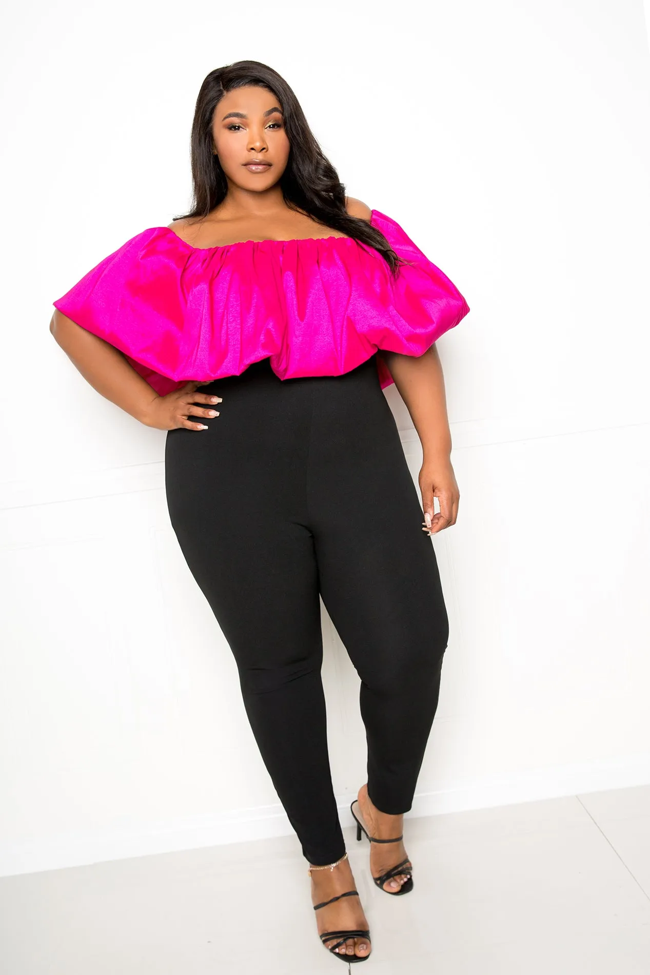 Drape Off Shoulder Jumpsuit sold by Buxom Couture