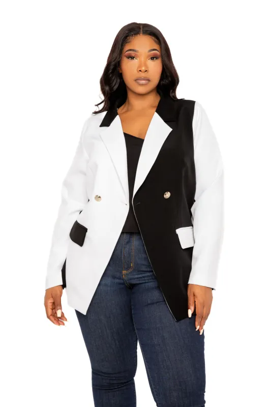 Contrast Double Breasted Blazer sold by Buxom Couture