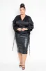 Faux Leather Laced Up Midi Skirt sold by Buxom Couture