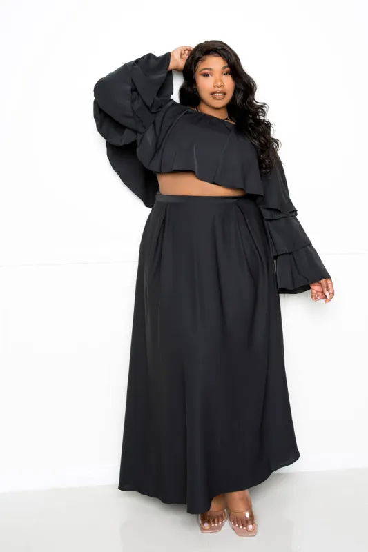 Ruffle Crop Top and Maxi Skirt Set sold by Buxom Couture