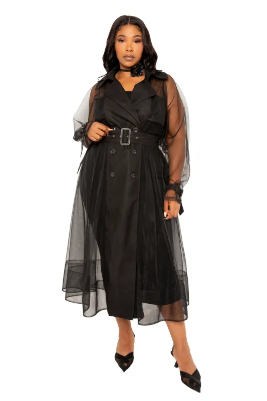 Tulle Trench Coat with Belt sold by Buxom Couture