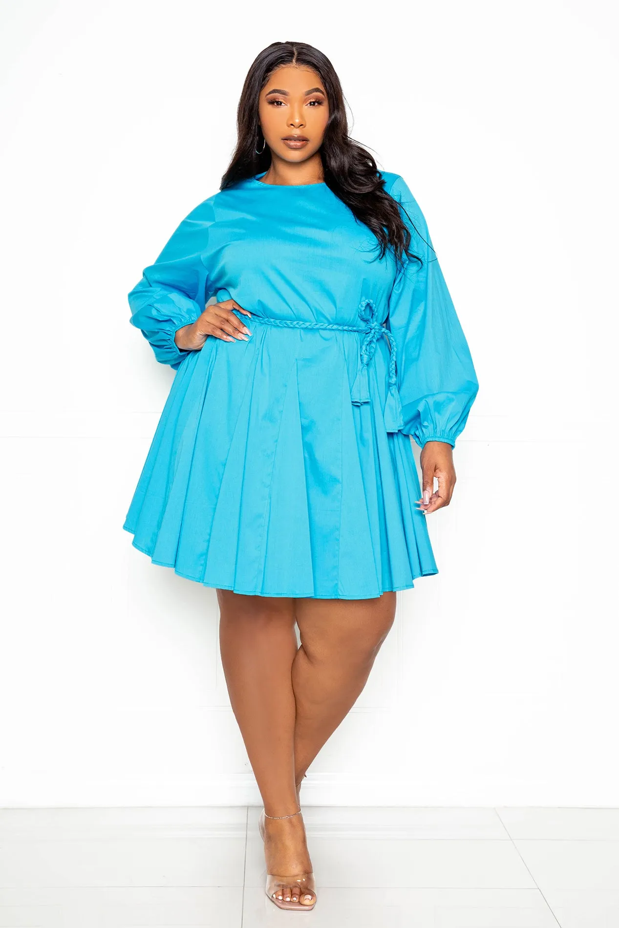 Tie Waist Flare Mini Dress sold by Buxom Couture product image thumbnail 2