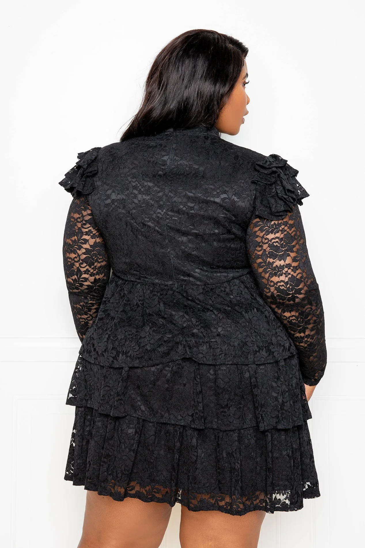 Tiered Lace Mini Dress sold by Buxom Couture product image thumbnail 5