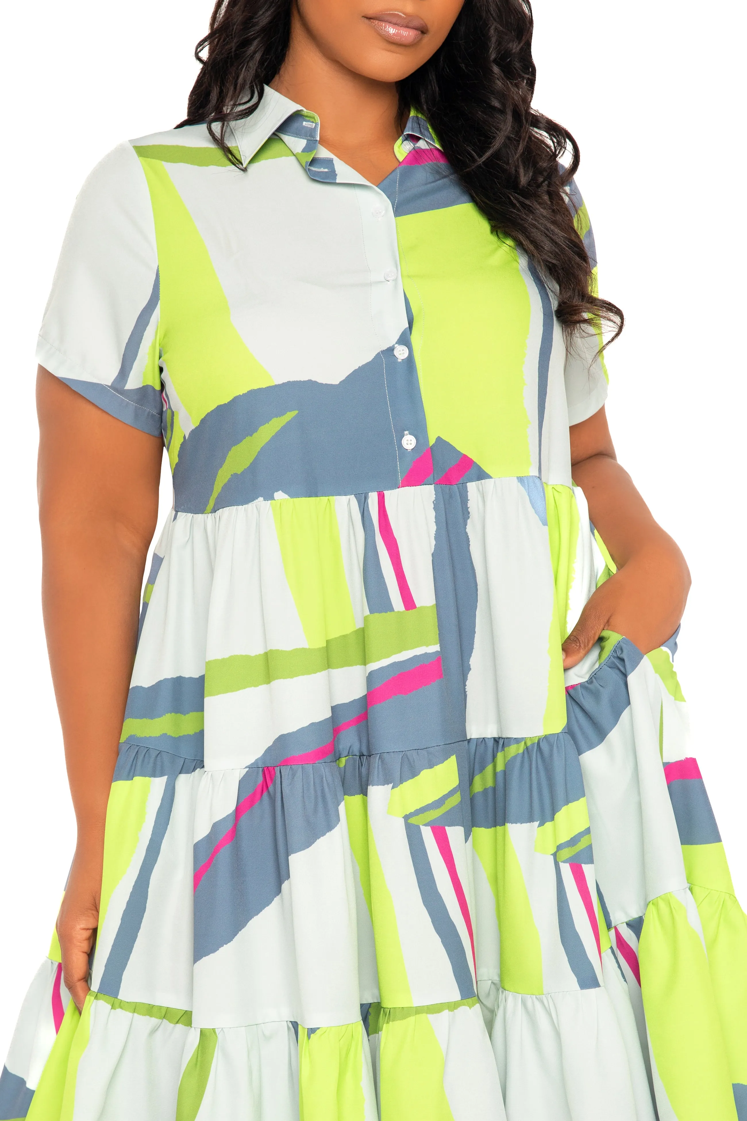 Print Tiered Mini Shirt Dress sold by Buxom Couture product image thumbnail 4