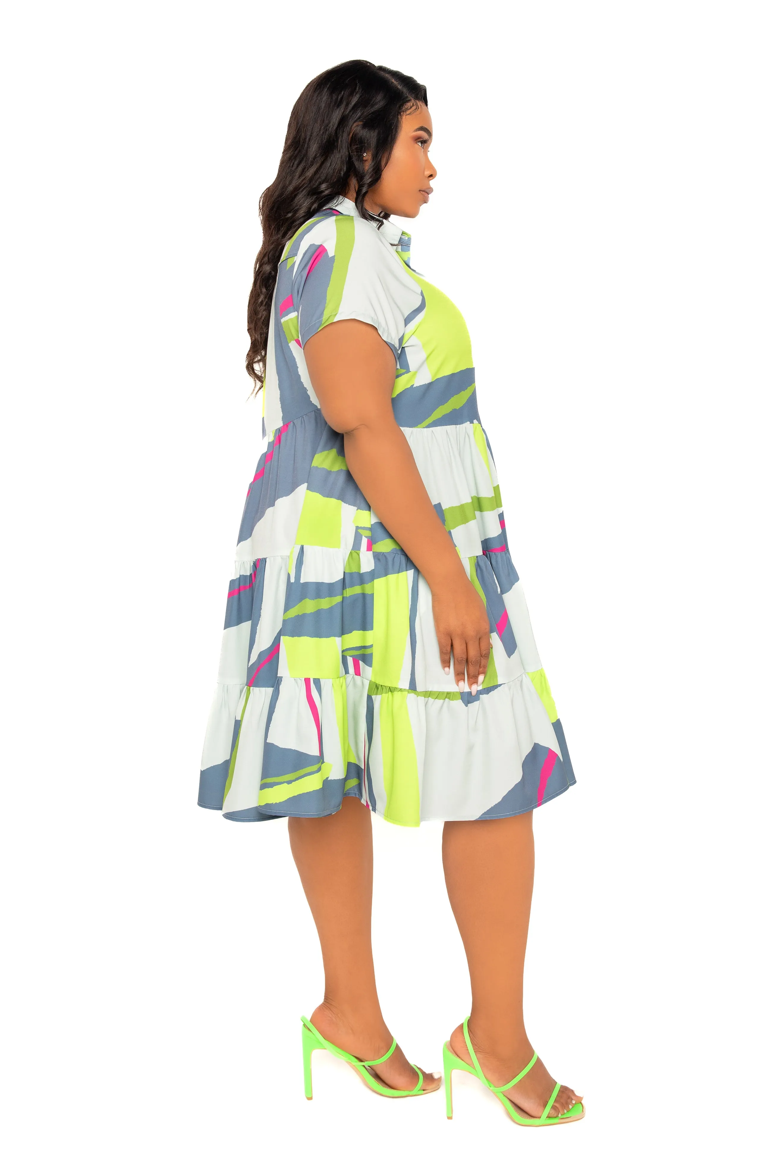 Print Tiered Mini Shirt Dress sold by Buxom Couture product image thumbnail 2