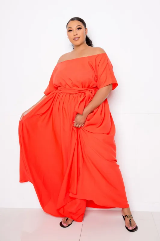 Off Shoulder Chiffon Maxi Dress sold by Buxom Couture