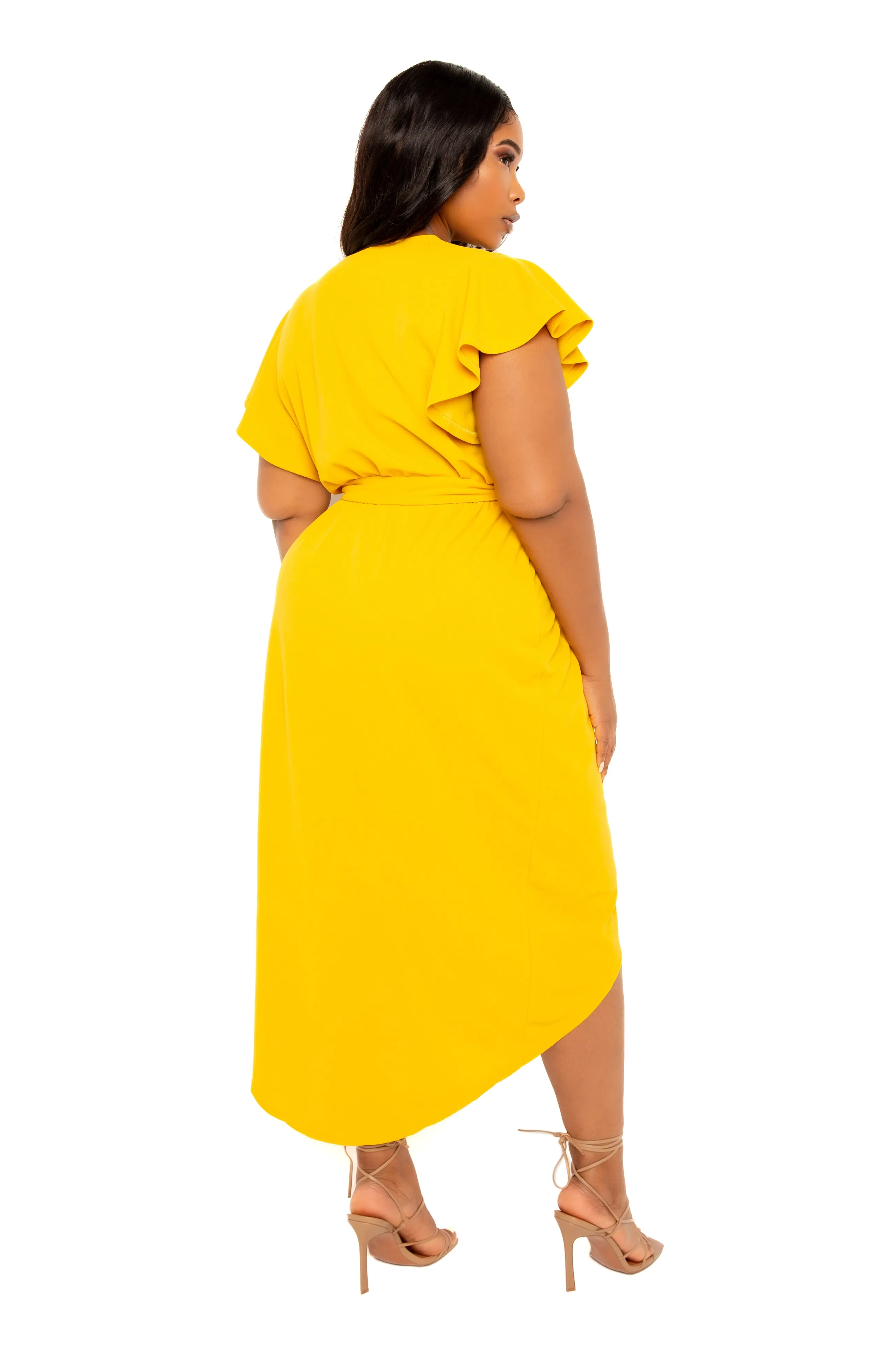 Flutter Sleeve High Low Wrap Dress sold by Buxom Couture product image thumbnail 2