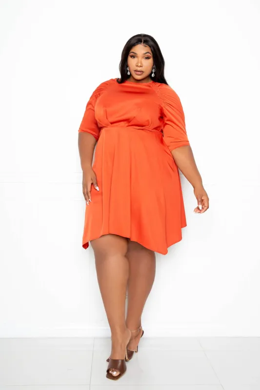 Ruched Sleeve Mini Dress sold by Buxom Couture