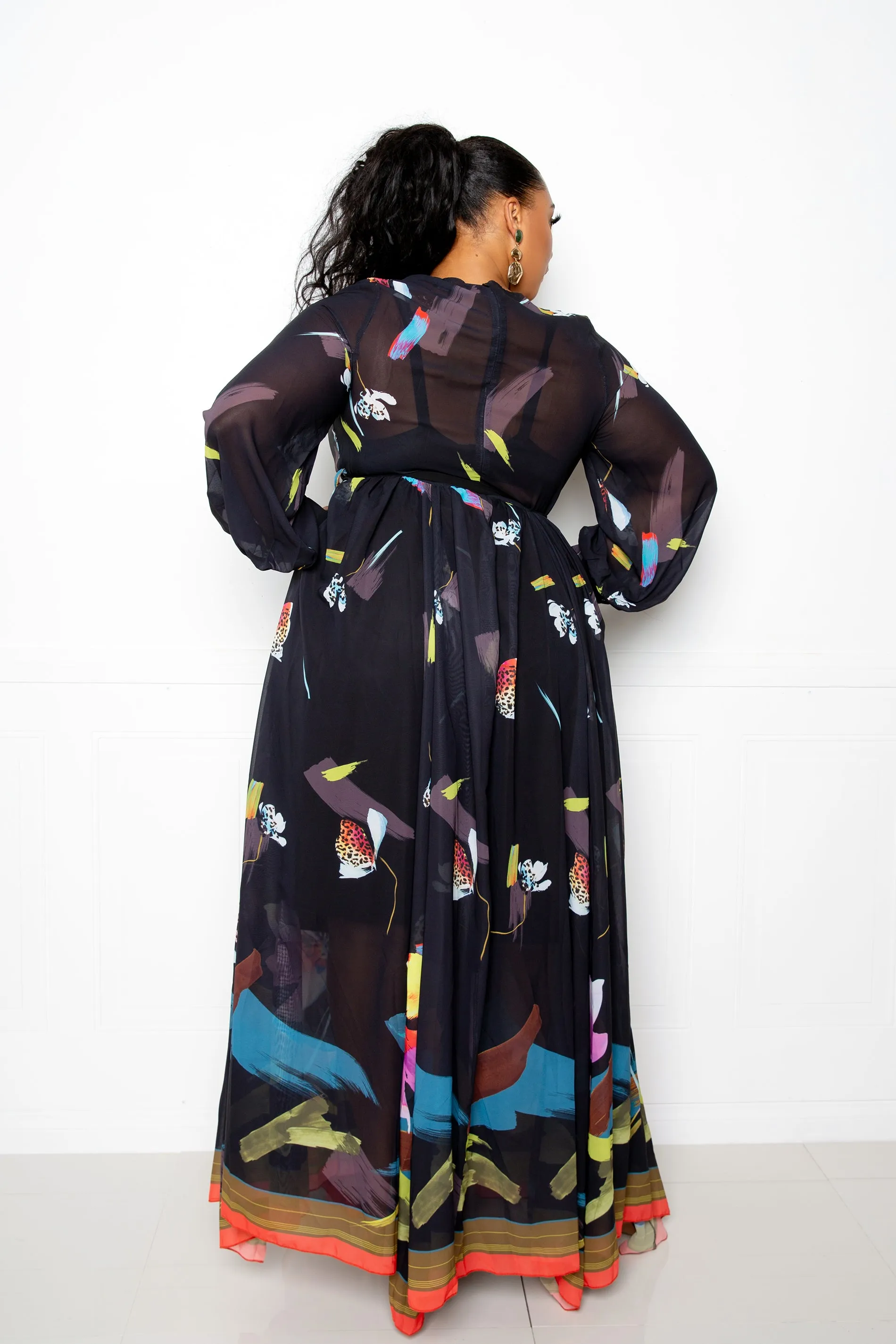 Tropical Floral Surplice Maxi Dress sold by Buxom Couture product image thumbnail 4