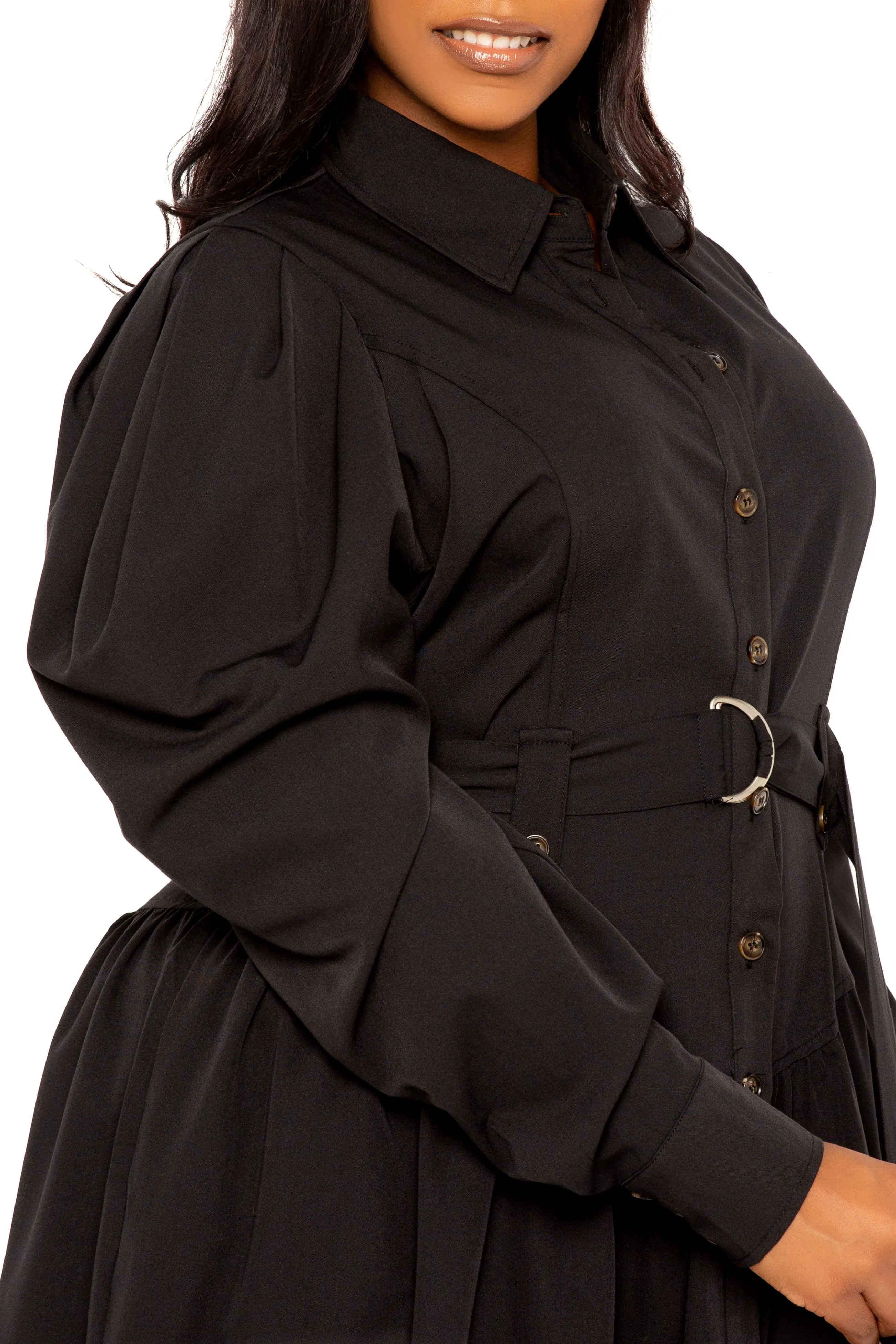 Puff Sleeve Trench Jacket Dress sold by Buxom Couture product image thumbnail 4