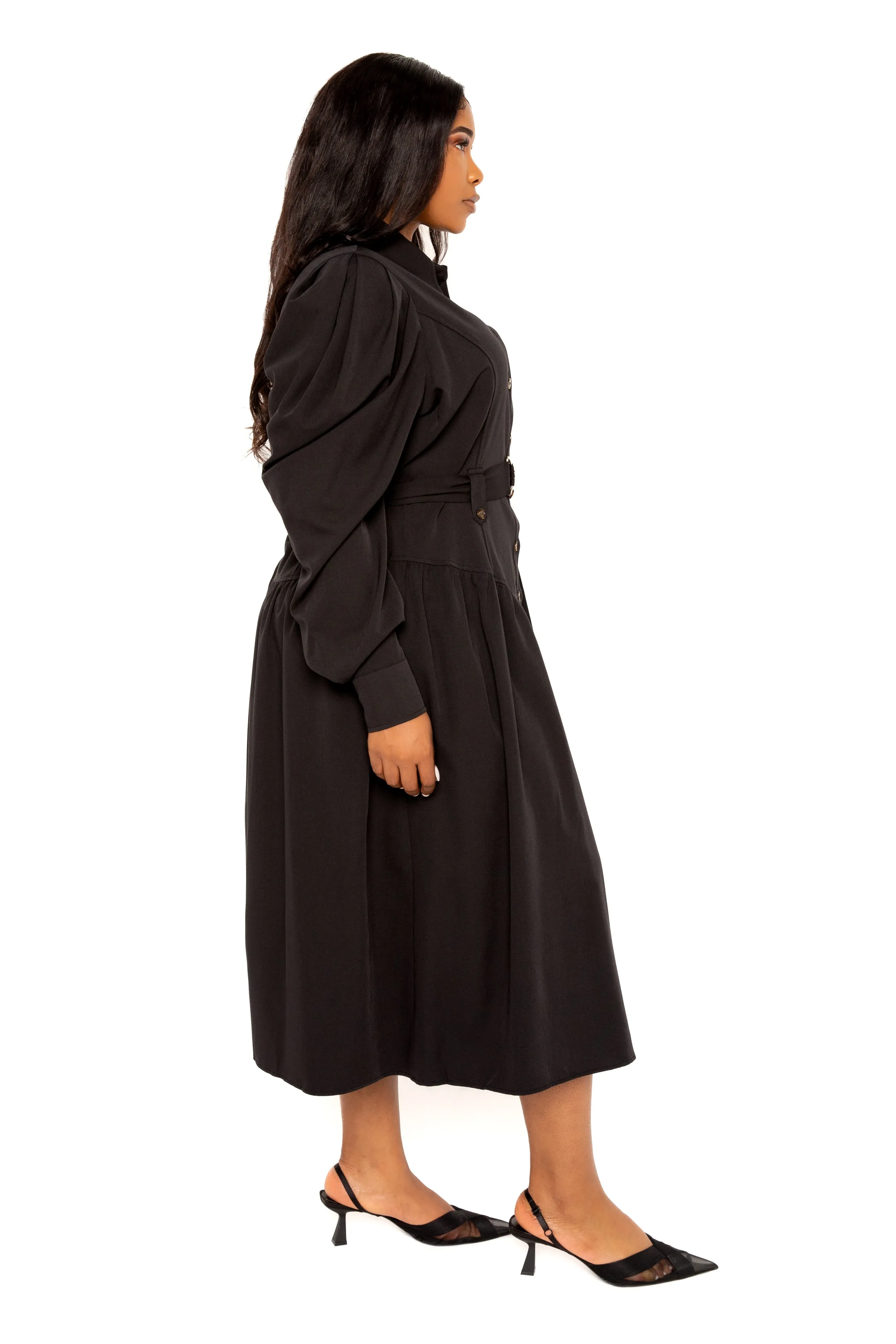 Puff Sleeve Trench Jacket Dress sold by Buxom Couture product image thumbnail 3
