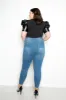 Leather Effect Sleeve Top sold by Buxom Couture
