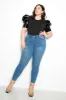 Leather Effect Sleeve Top sold by Buxom Couture