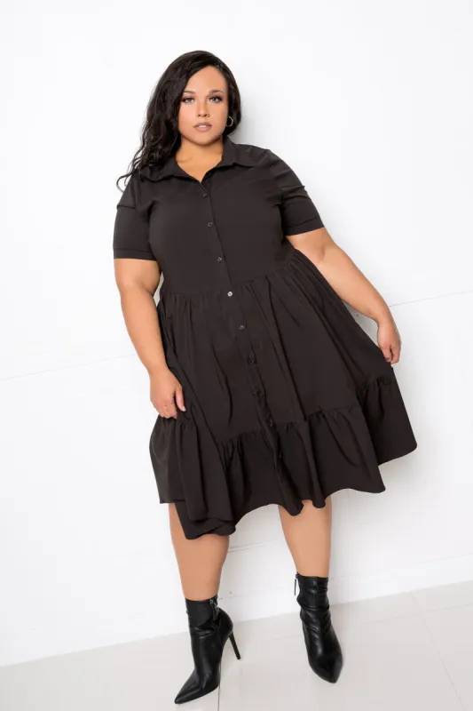 Tiered Shirt Mini Dress made by Buxom Couture