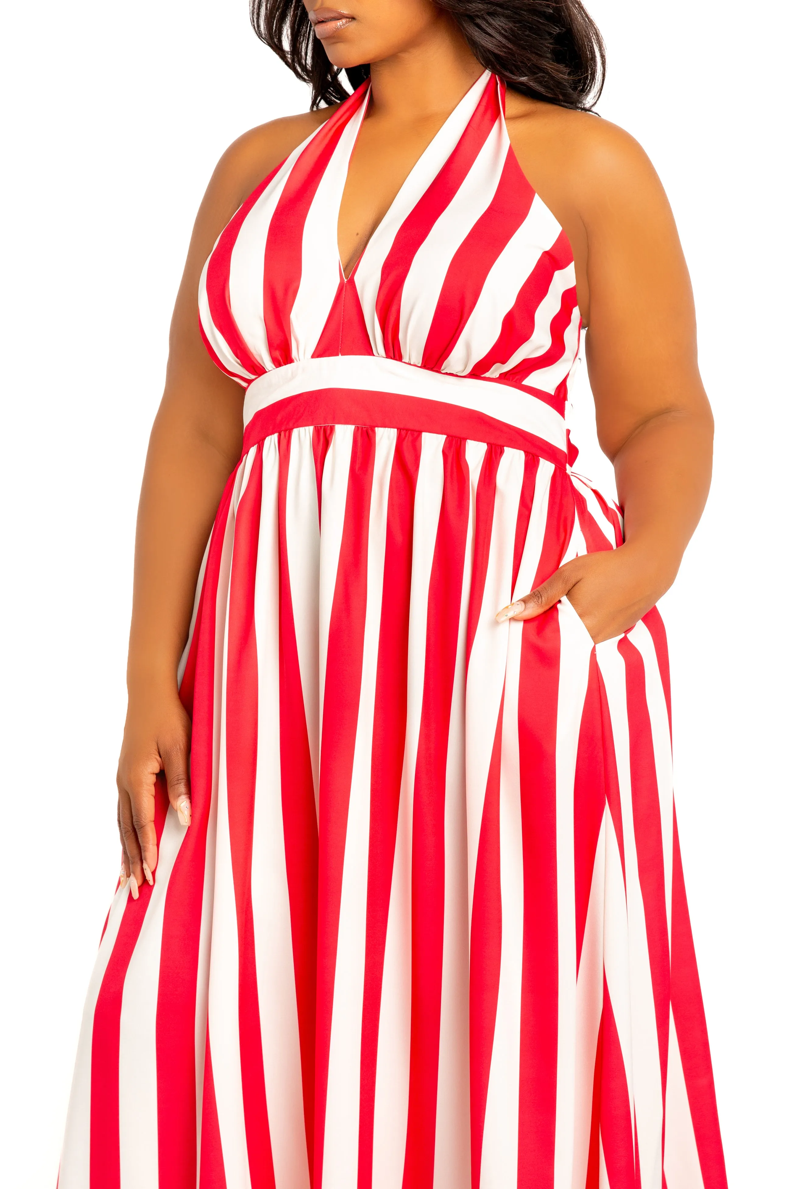 Stripe Halter Neck Maxi Dress sold by Buxom Couture product image thumbnail 4