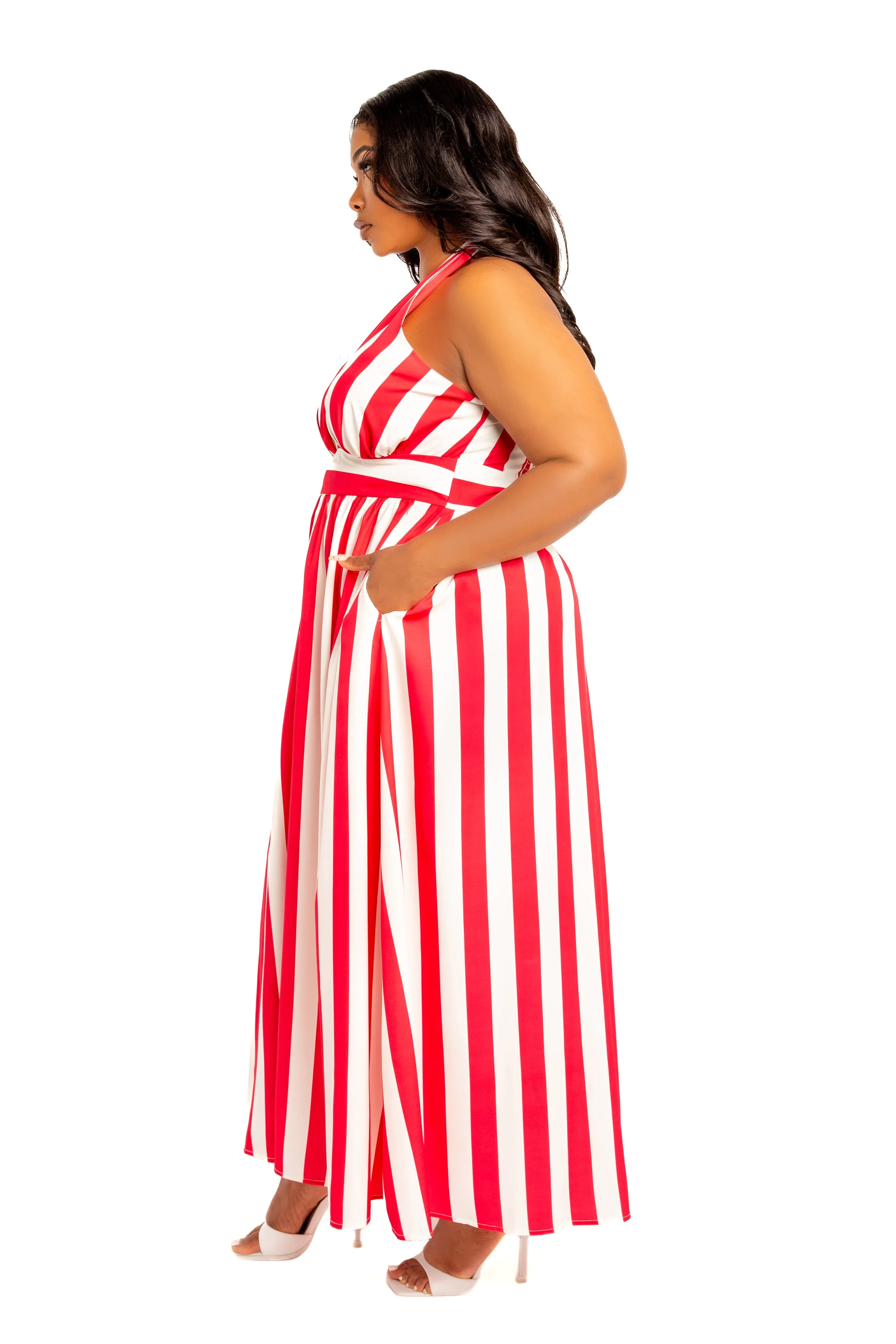 Stripe Halter Neck Maxi Dress sold by Buxom Couture product image thumbnail 3