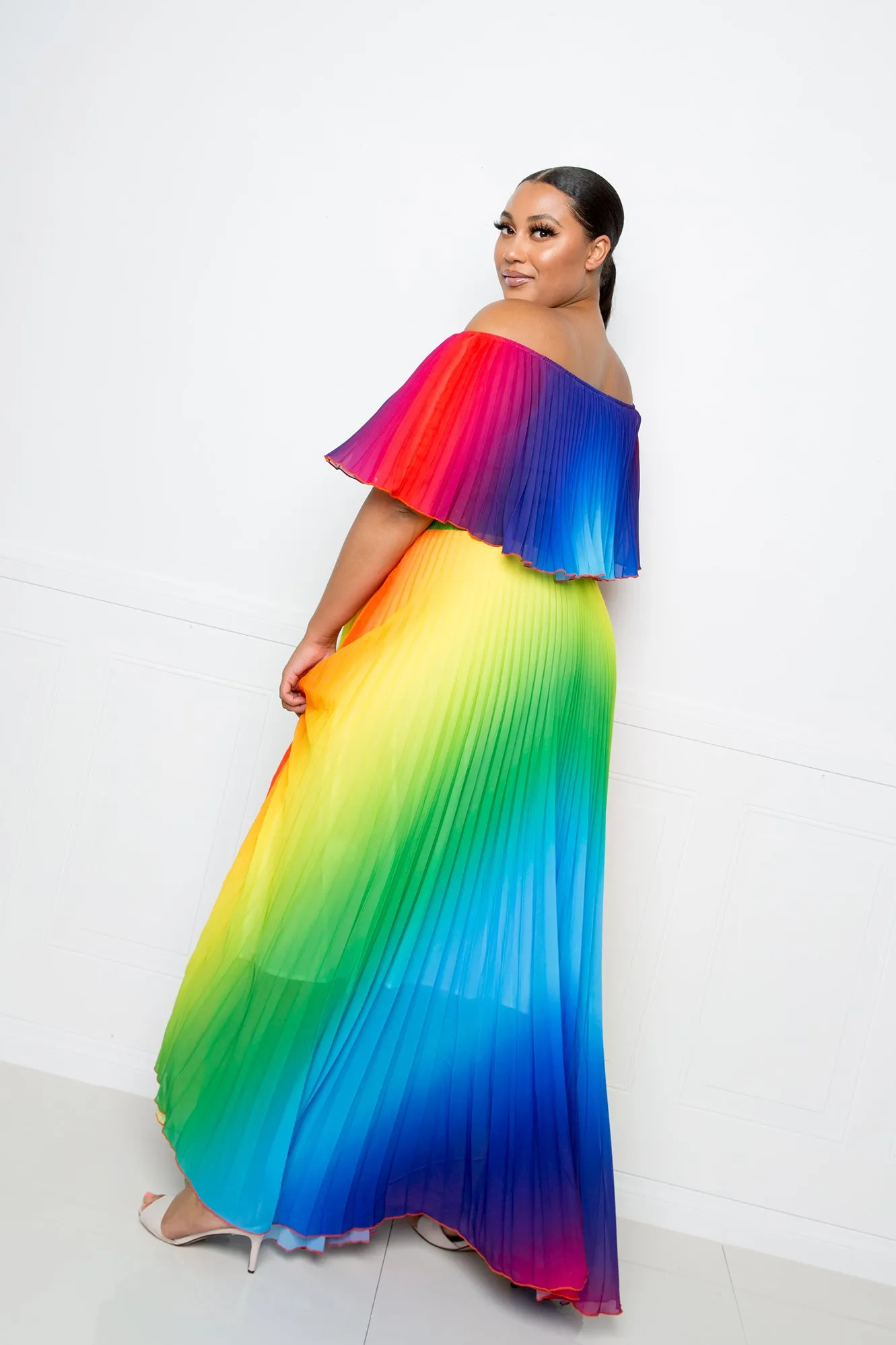 Off Shoulder Rainbow Maxi Dress sold by Buxom Couture product image thumbnail 4