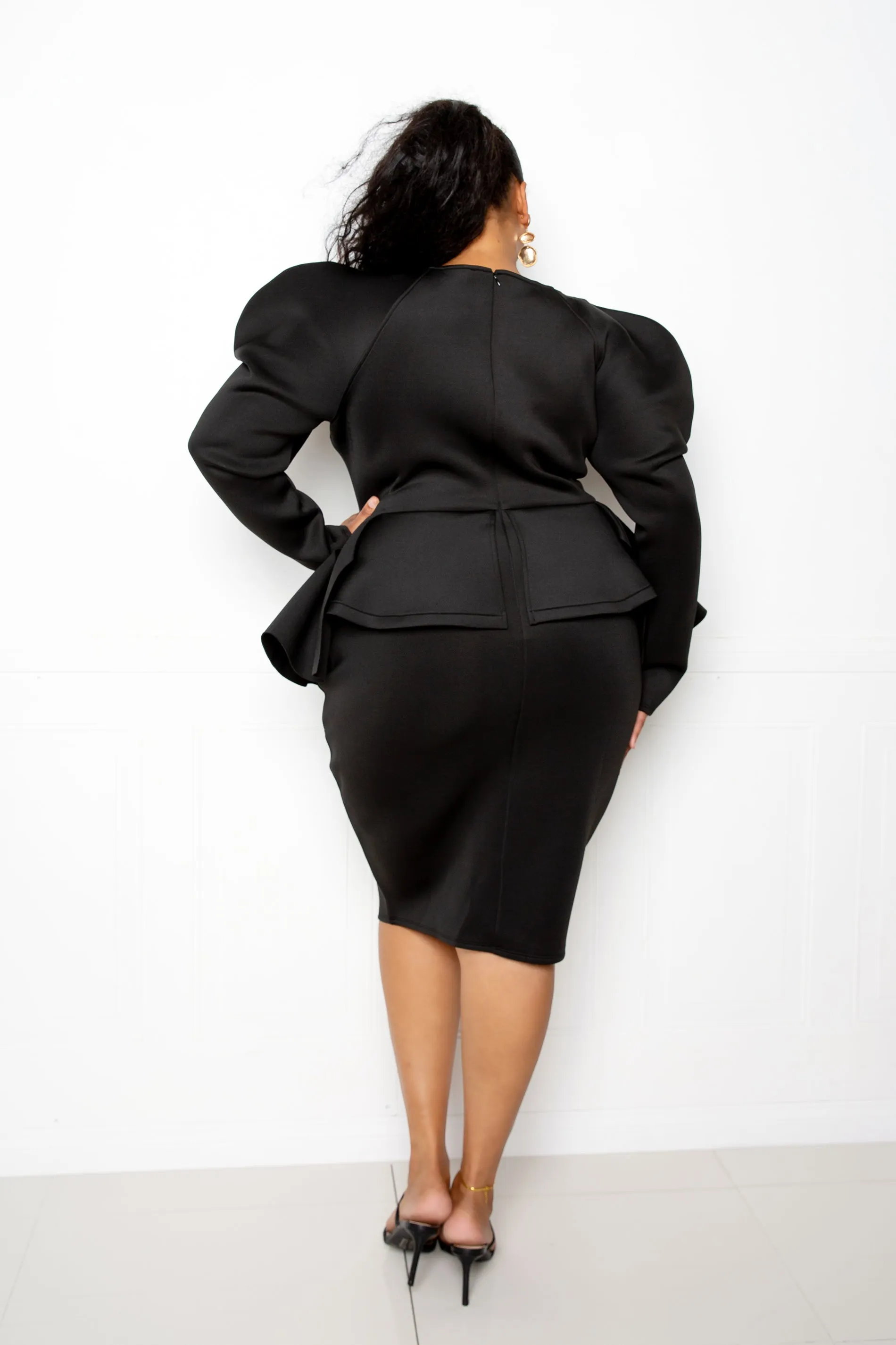 Power Shoulder Peplum Dress sold by Buxom Couture product image thumbnail 4