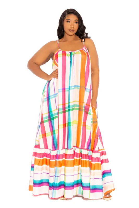 Plaid Voluminous Maxi Dress sold by Buxom Couture