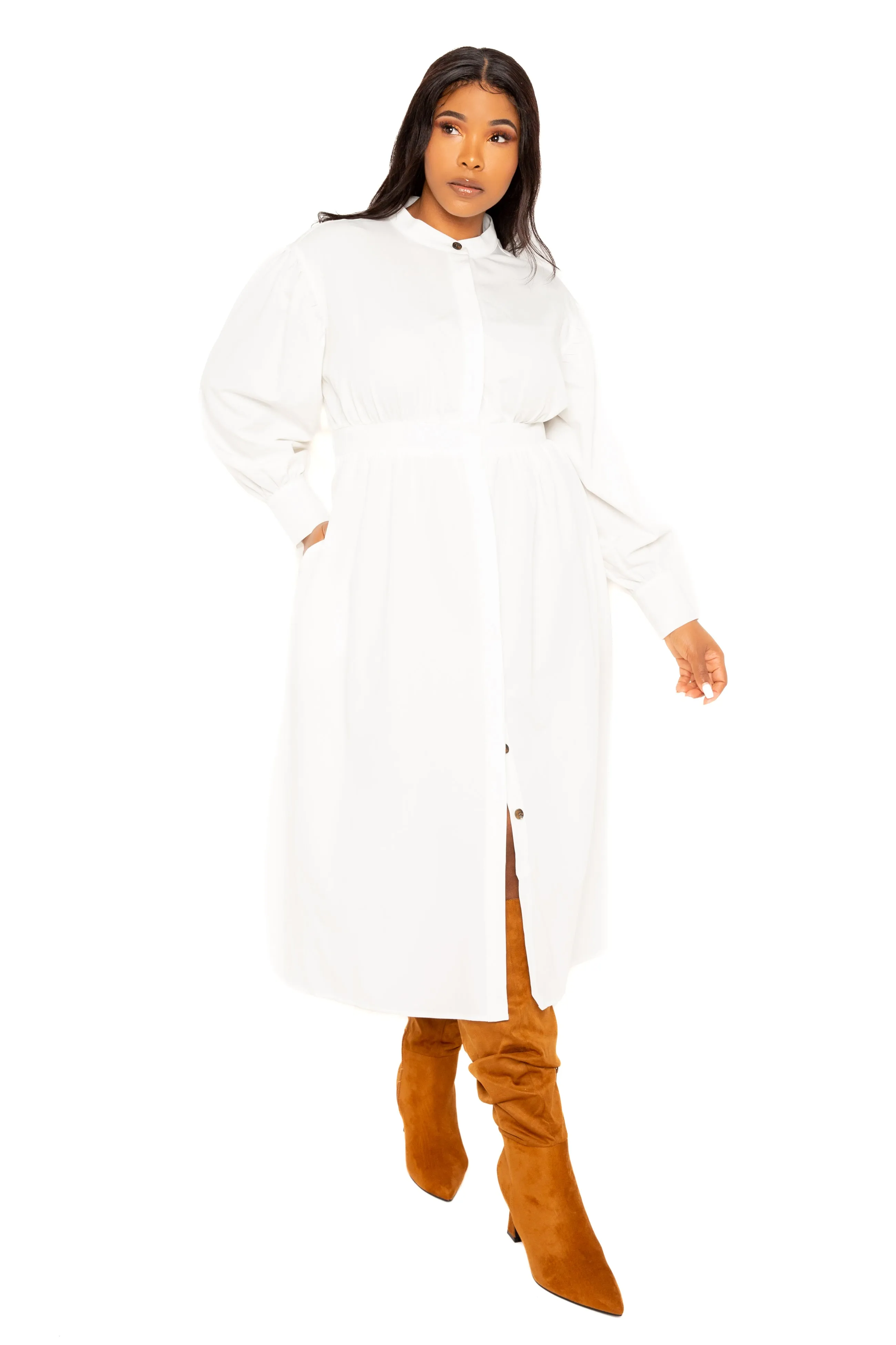 Cut Out Back Shirt Dress sold by Buxom Couture