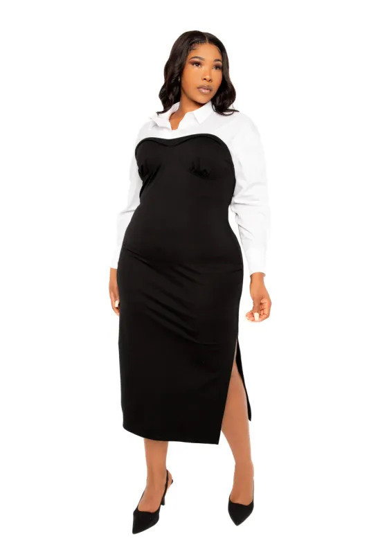 Contrast Shirt Dress made by Buxom Couture