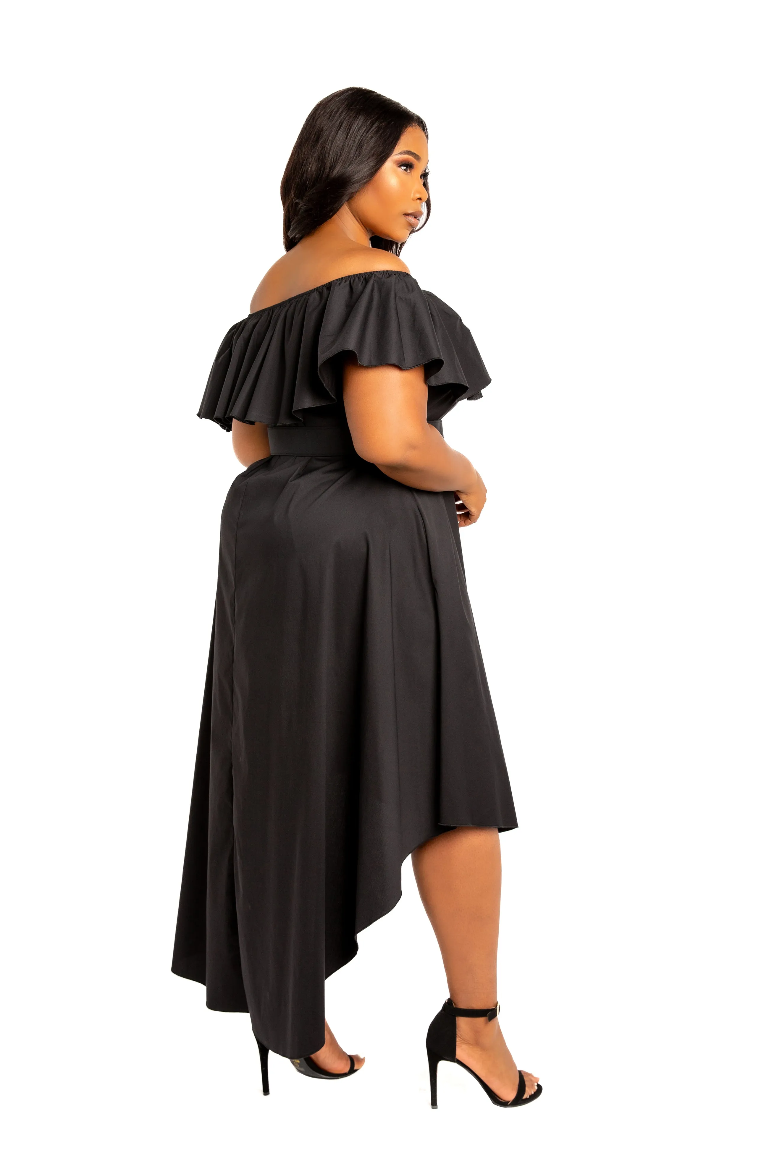 Off Shoulder Flounce High Low Dress sold by Buxom Couture product image thumbnail 2