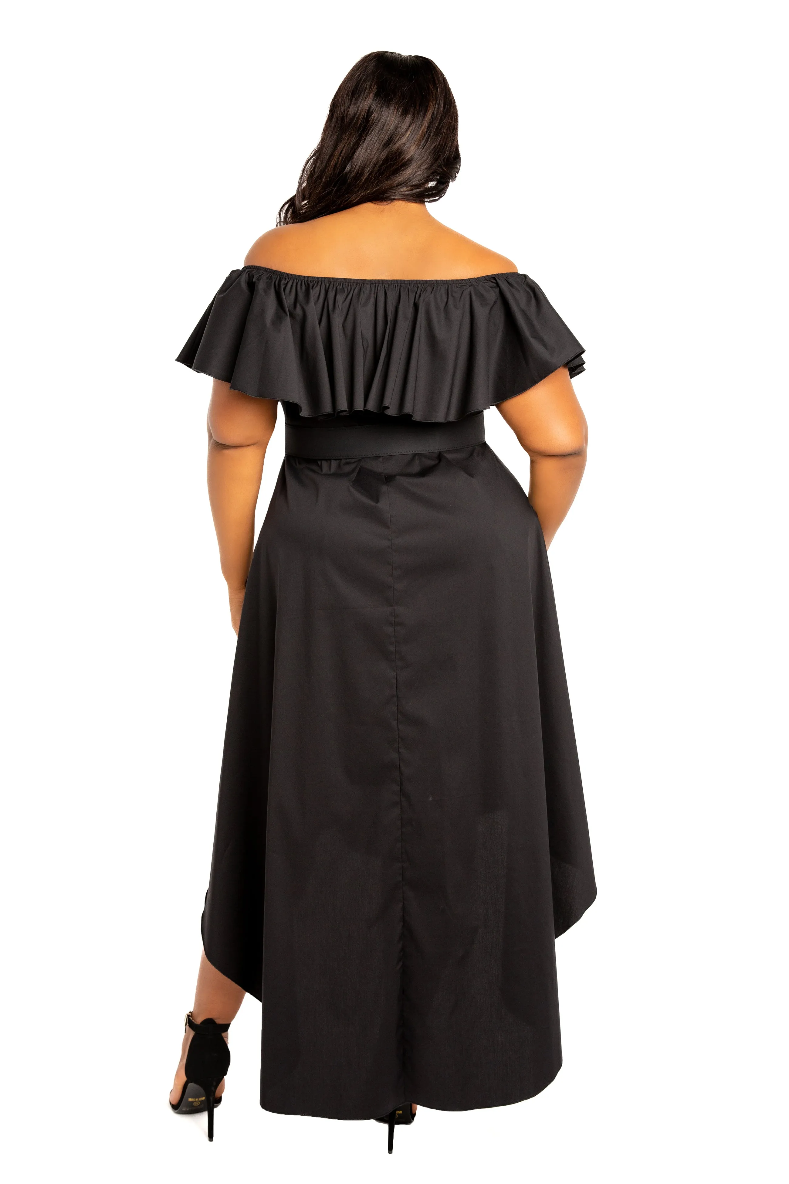 Off Shoulder Flounce High Low Dress sold by Buxom Couture product image thumbnail 4
