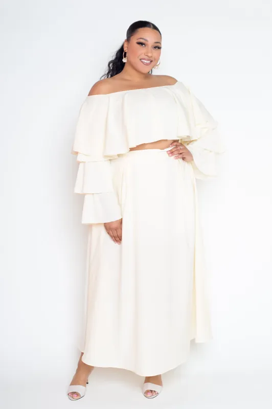 Ruffle Crop Top and Maxi Skirt Set sold by Buxom Couture