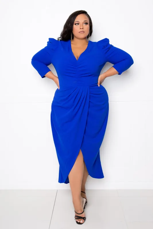Wrapped Dress with Shoulder Accent sold by Buxom Couture