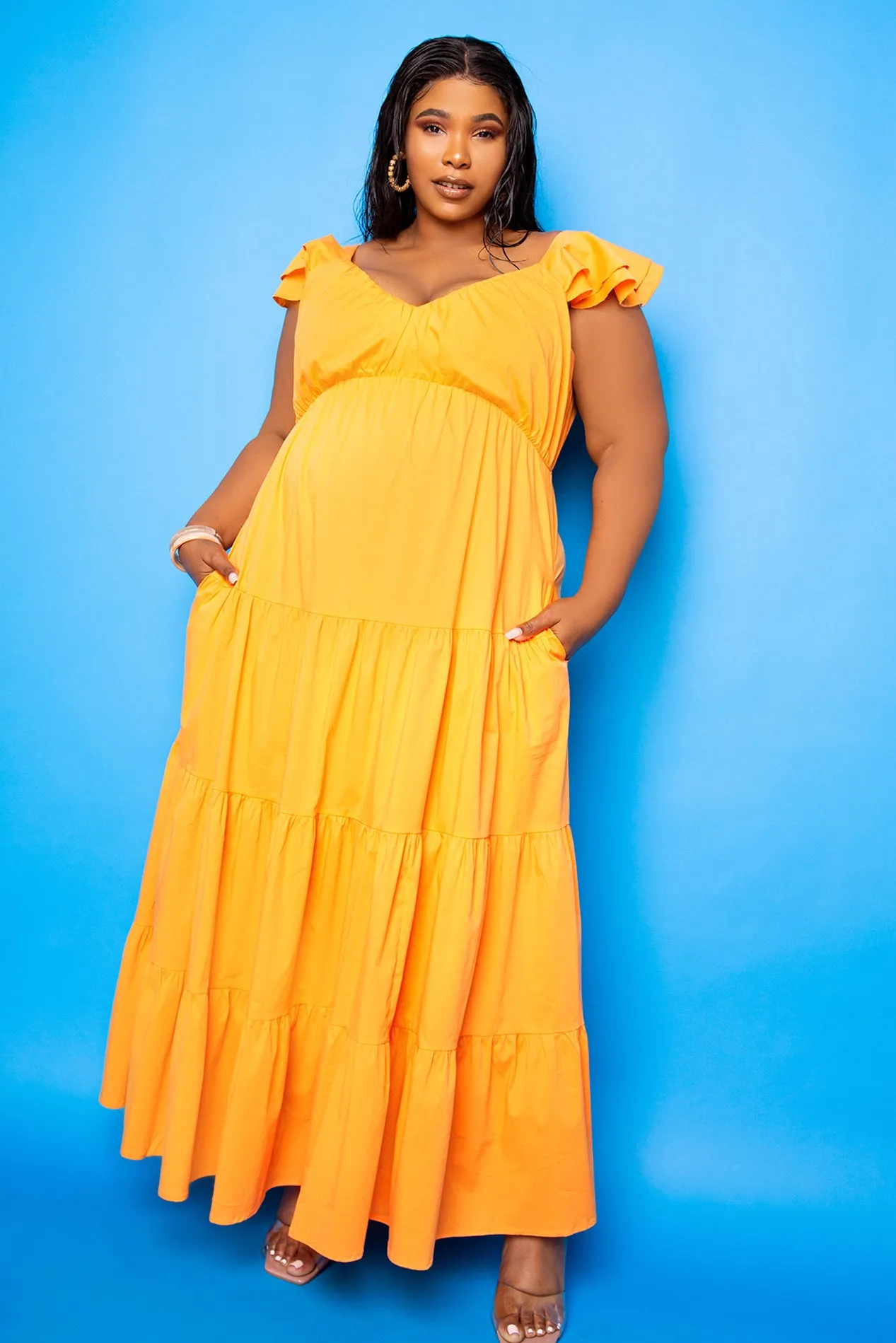 Flutter Sleeve Tiered Maxi Dress sold by Buxom Couture product image thumbnail 3