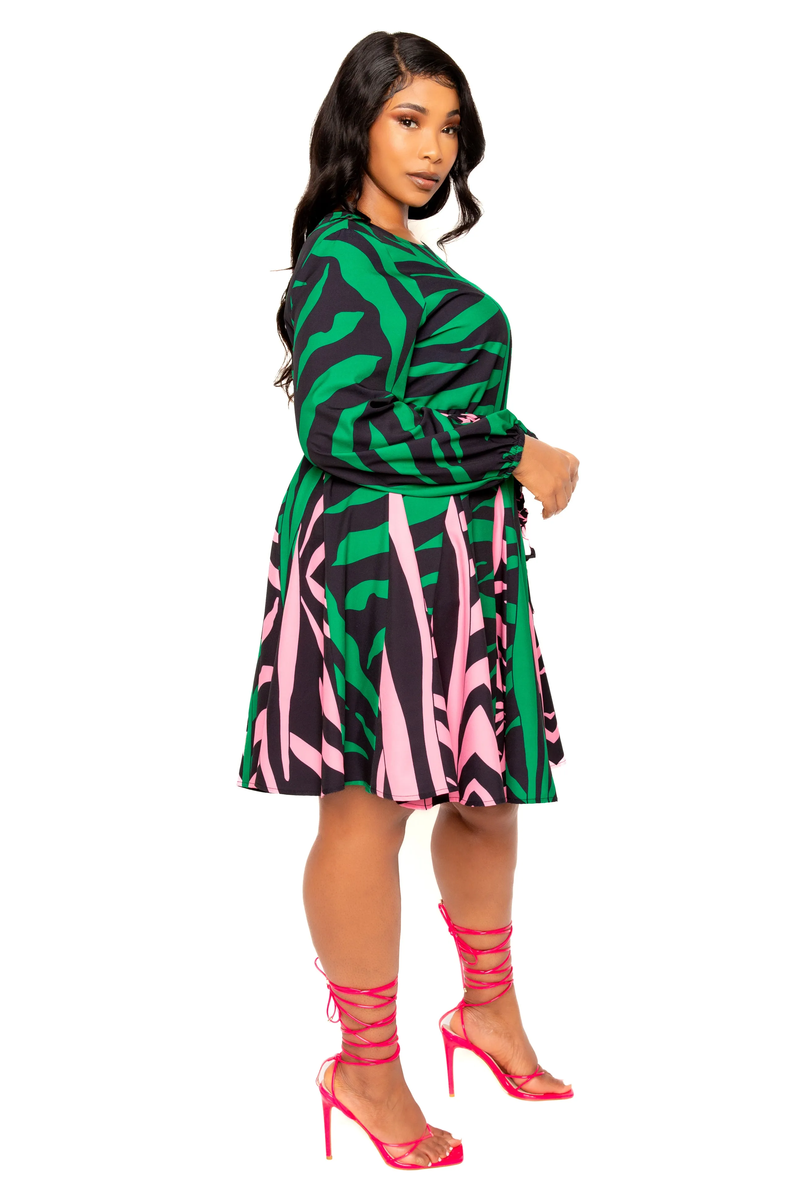 Contrast Print Flare Mini Dress sold by Buxom Couture product image thumbnail 3