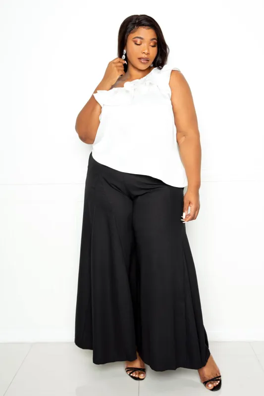 One Shoulder Ruffle Blouse sold by Buxom Couture