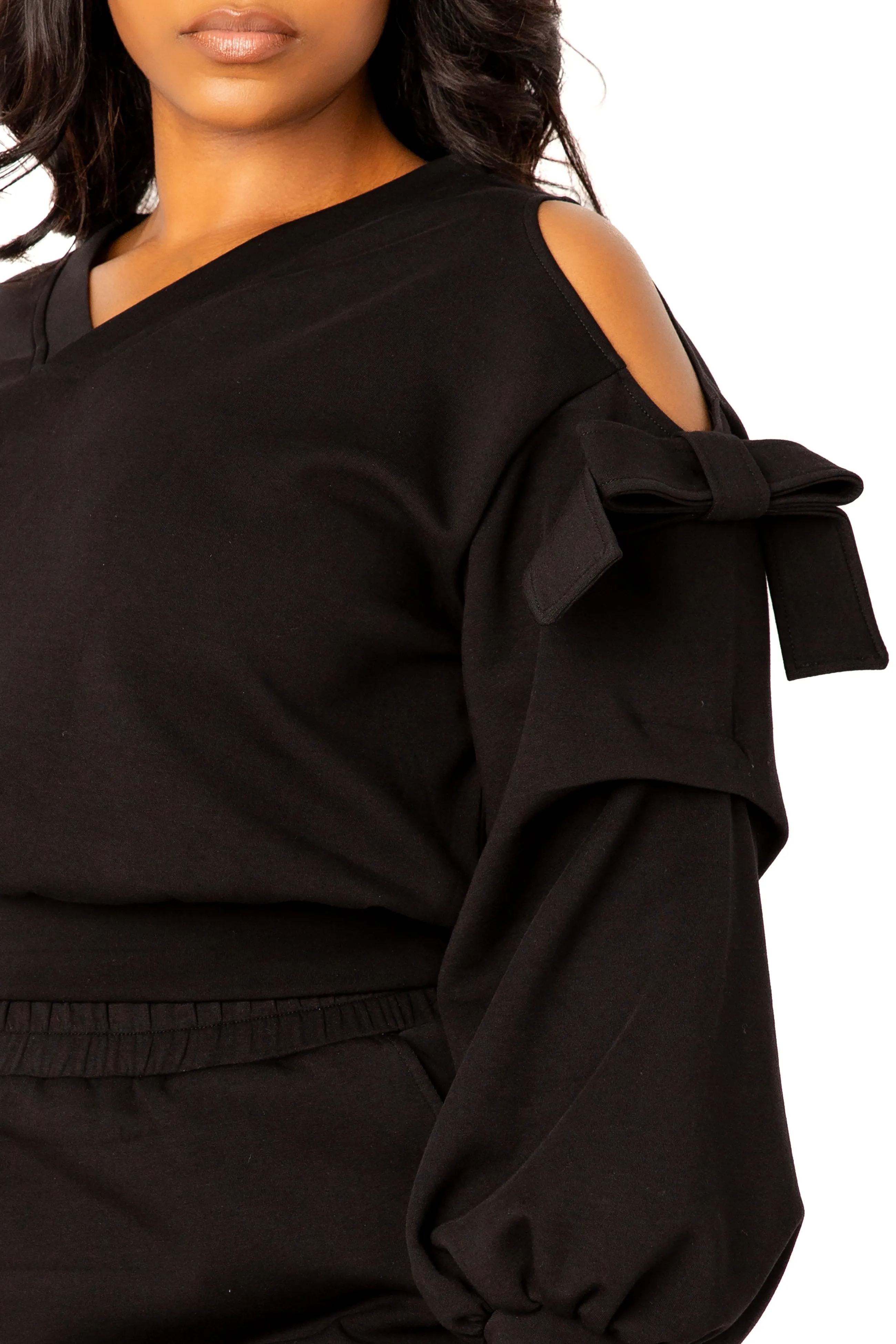 Cut-out Shoulder Scuba Lounge Set sold by Buxom Couture product image thumbnail 3