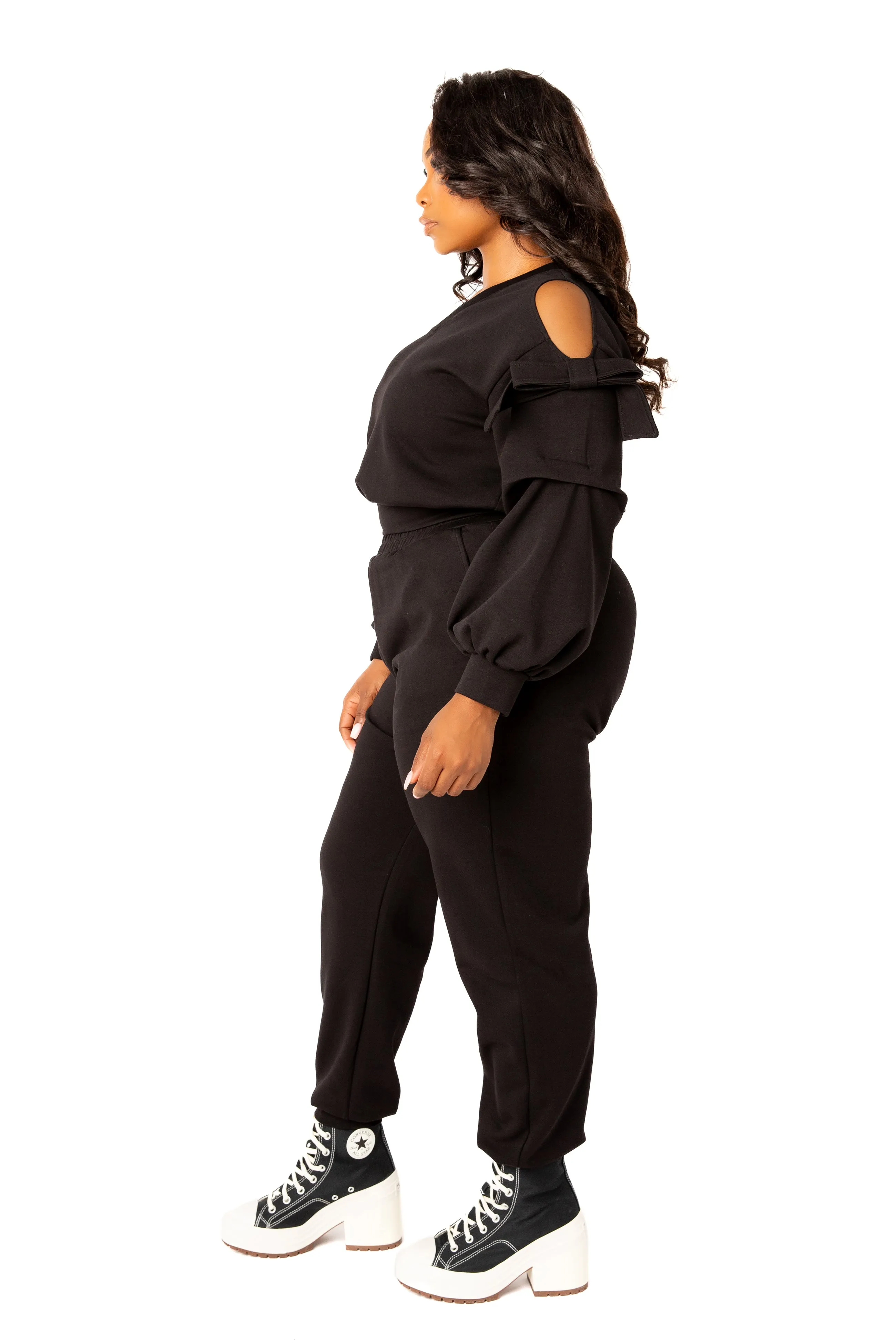 Cut-out Shoulder Scuba Lounge Set sold by Buxom Couture product image thumbnail 2