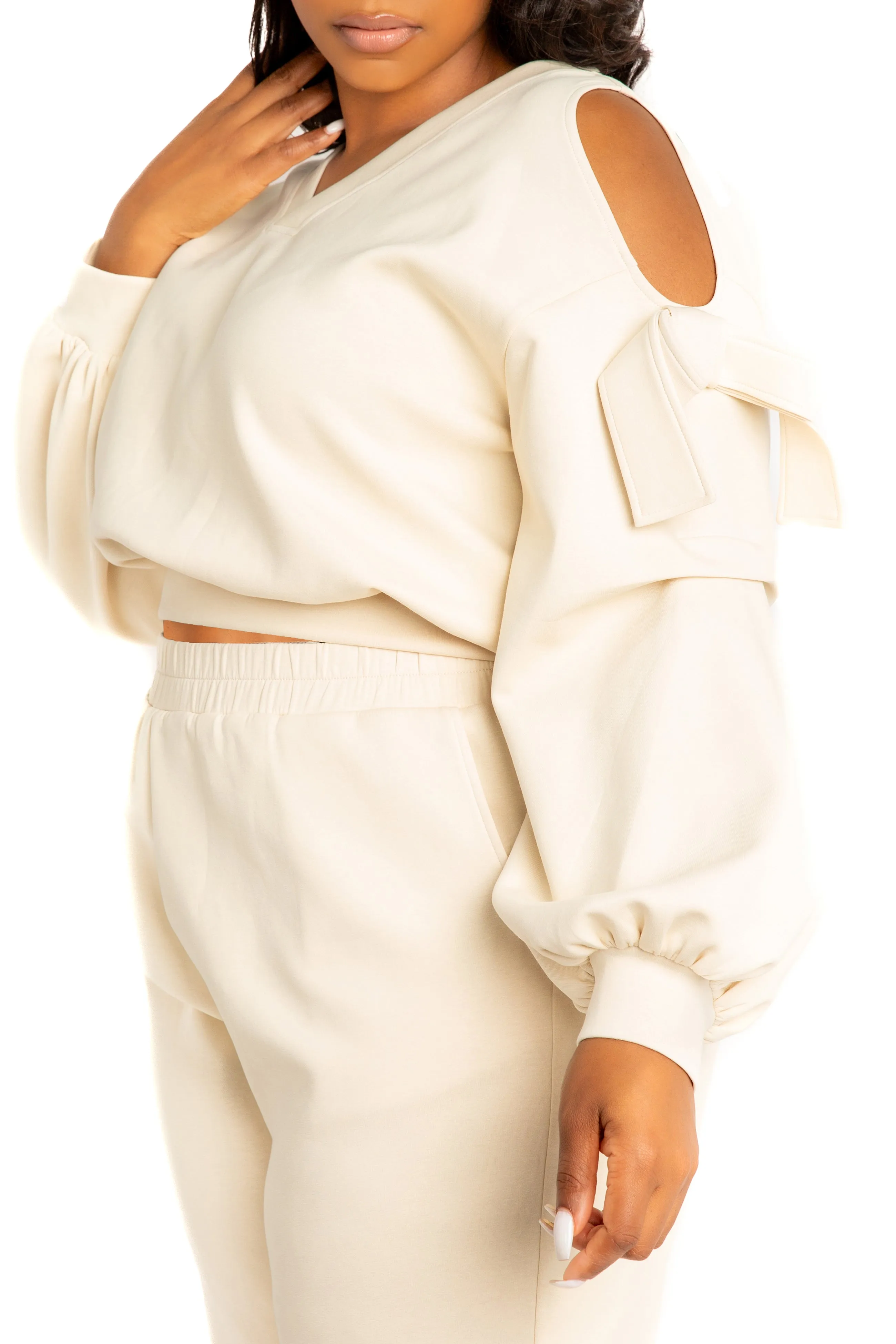 Cut-out Shoulder Scuba Lounge Set sold by Buxom Couture product image thumbnail 2