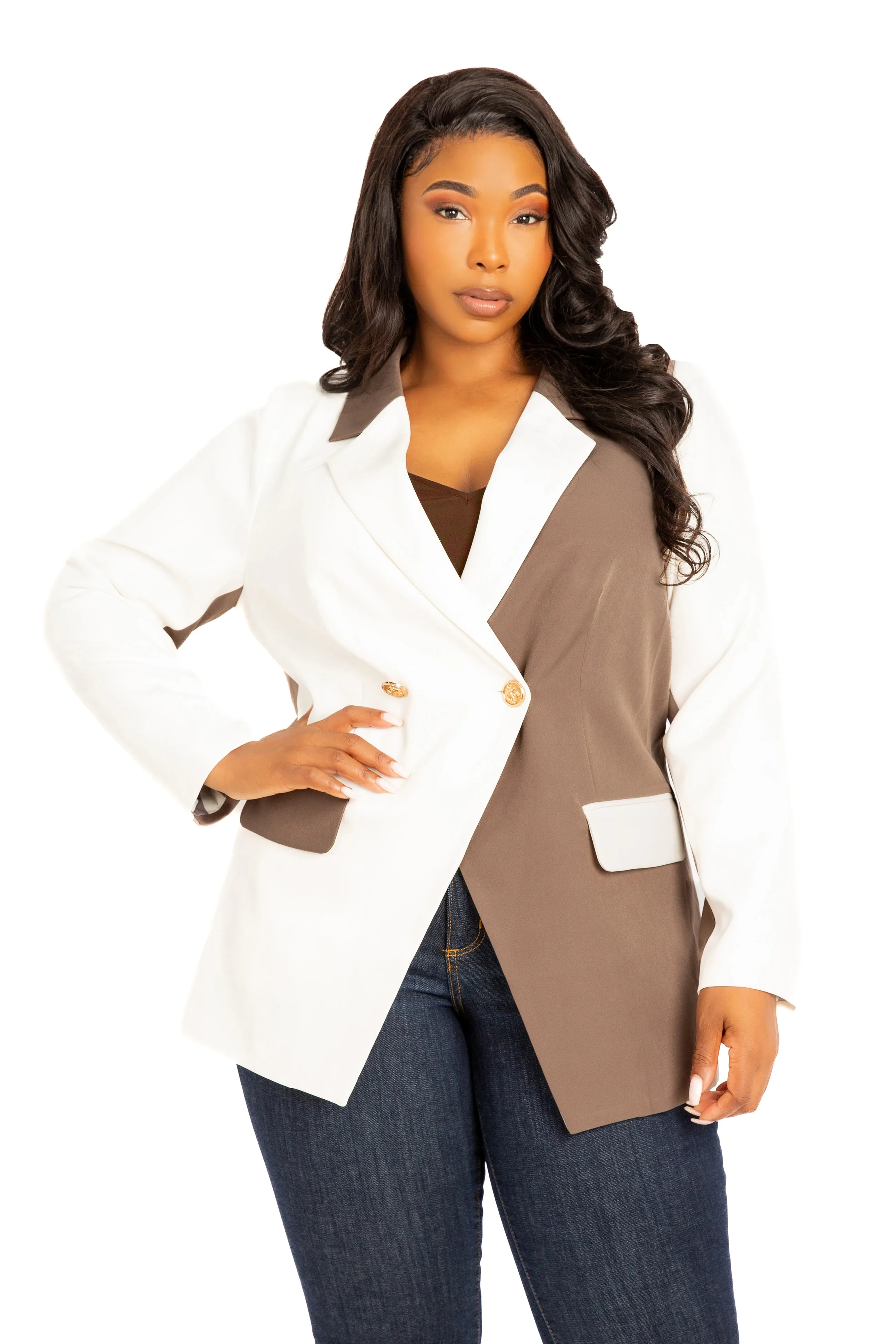 Contrast Double Breasted Blazer sold by Buxom Couture product image thumbnail 2