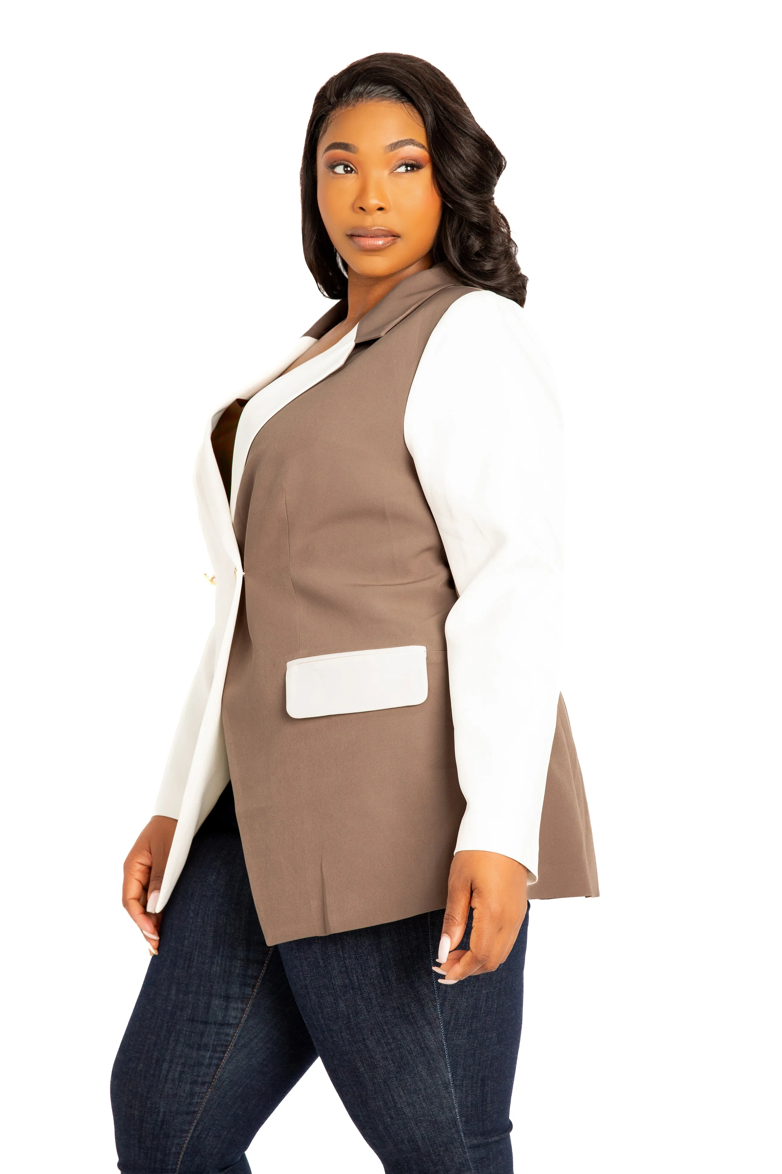 Contrast Double Breasted Blazer sold by Buxom Couture product image thumbnail 4