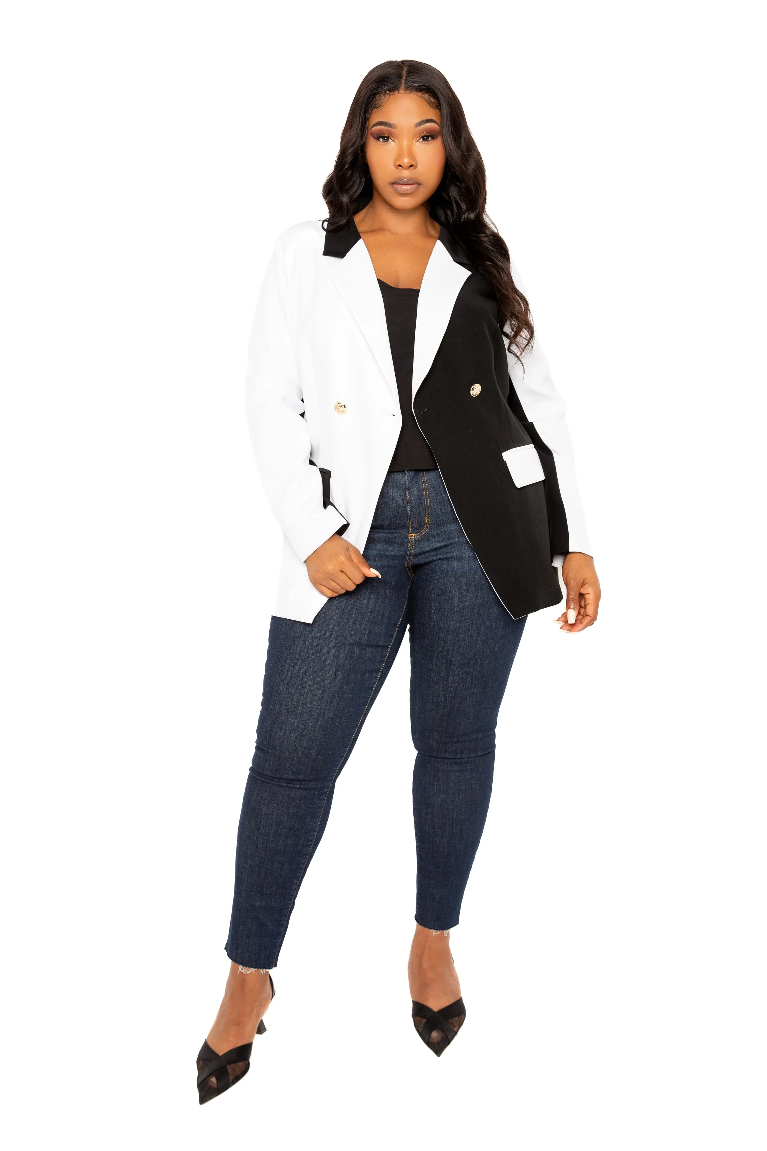 Contrast Double Breasted Blazer sold by Buxom Couture product image thumbnail 2