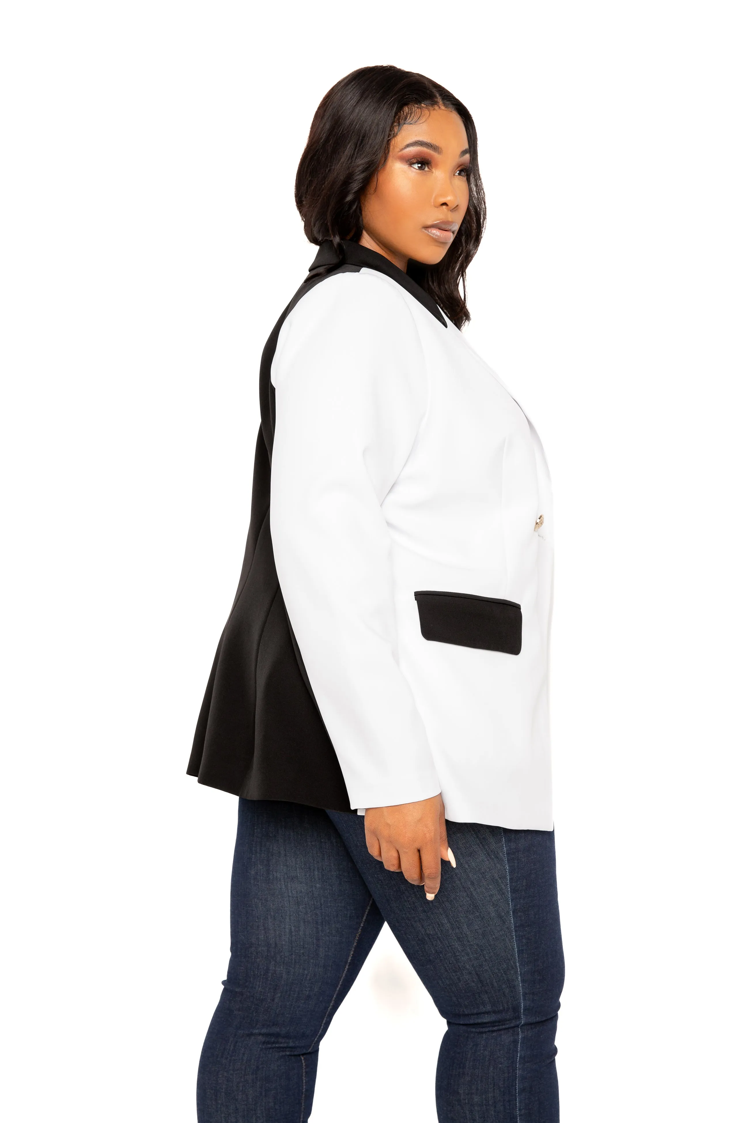 Contrast Double Breasted Blazer sold by Buxom Couture product image thumbnail 3