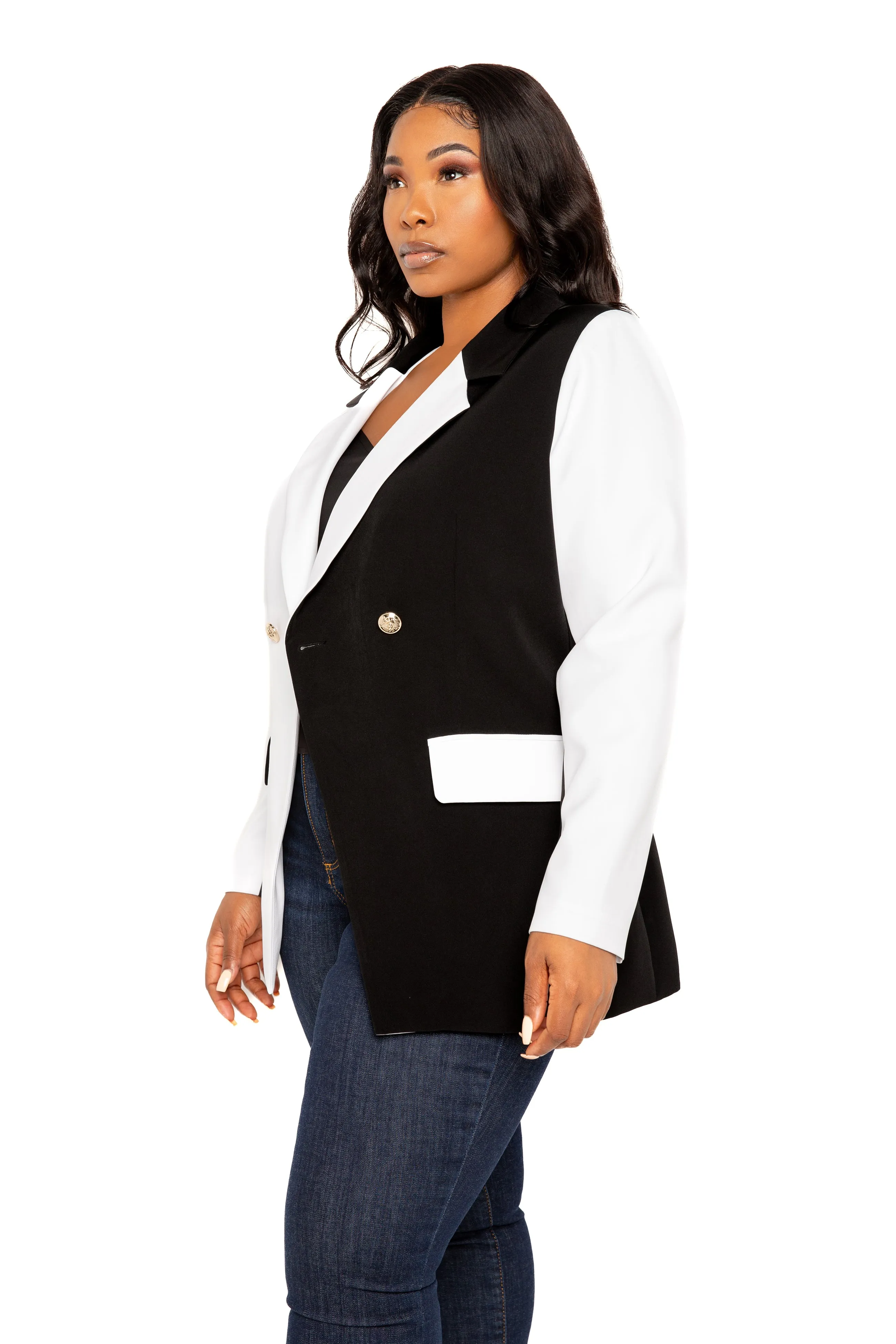 Contrast Double Breasted Blazer sold by Buxom Couture product image thumbnail 5