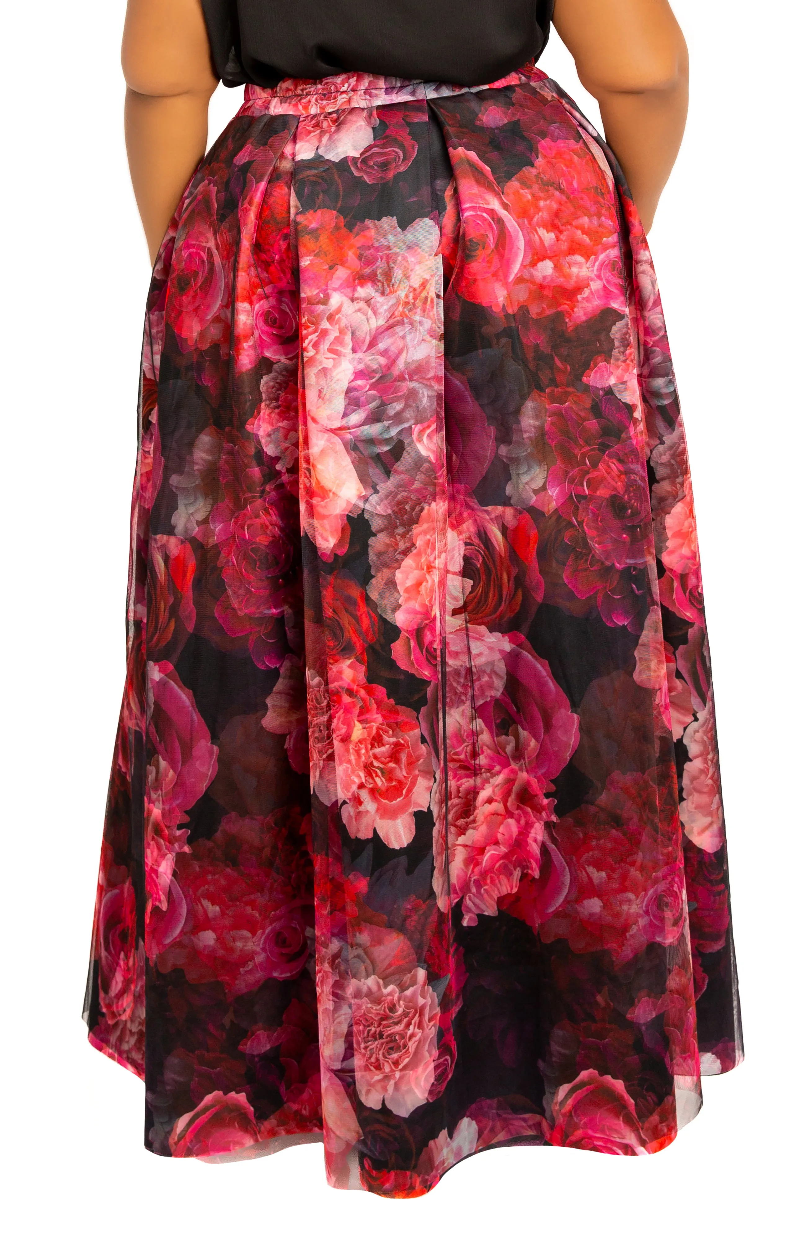 Floral Scuba Organza Maxi Skirt sold by Buxom Couture product image thumbnail 3