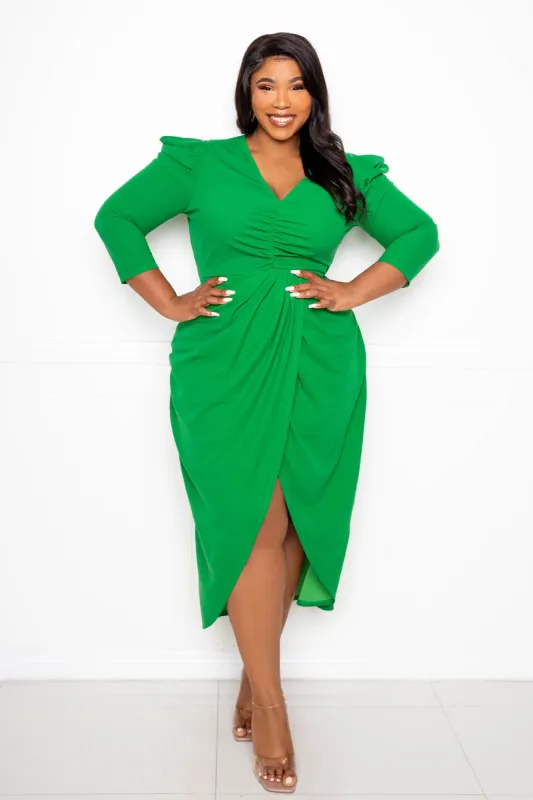 Wrapped Dress with Shoulder Accent sold by Buxom Couture