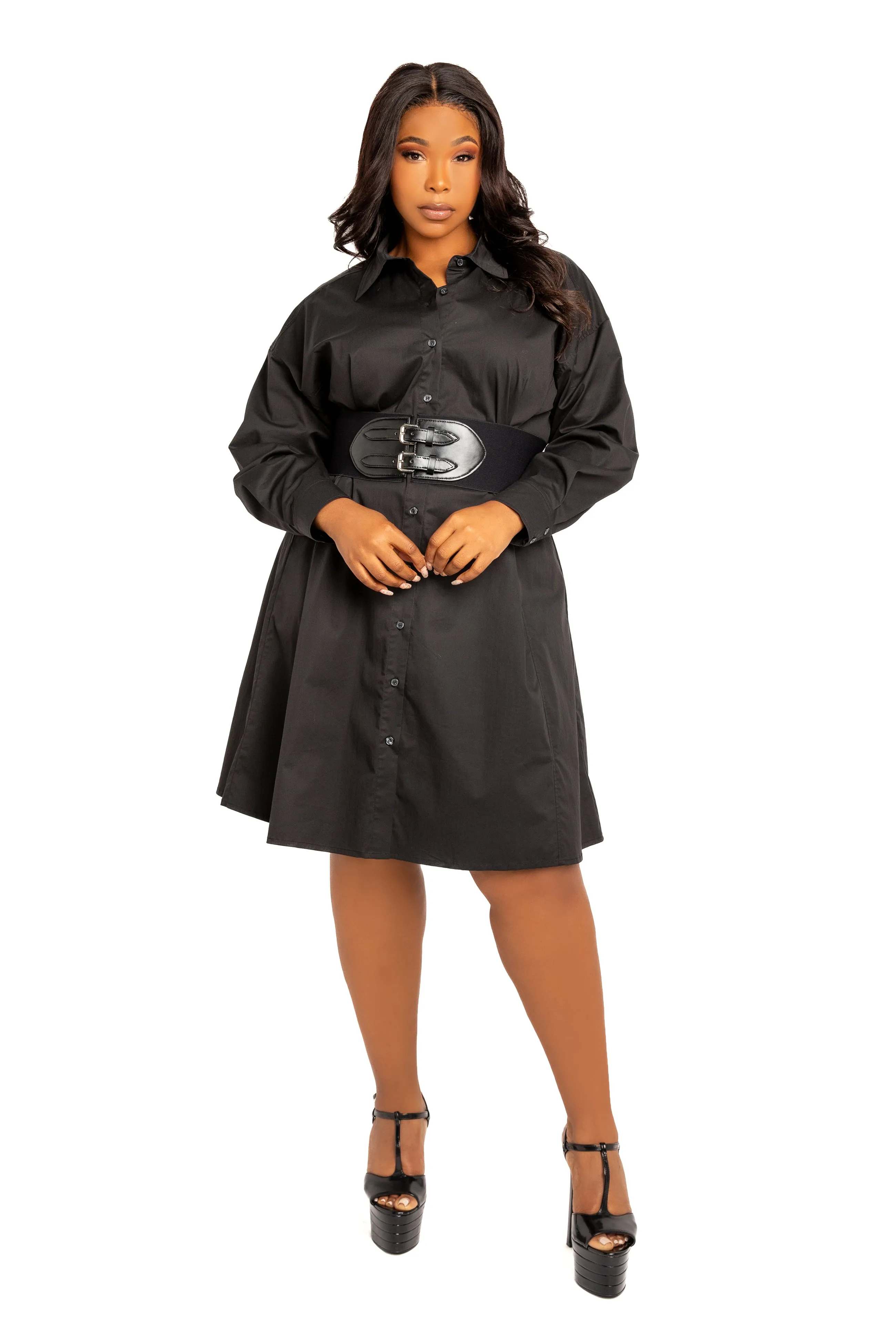 Cinch Waist Belt Shirt Dress sold by Buxom Couture product image thumbnail 5