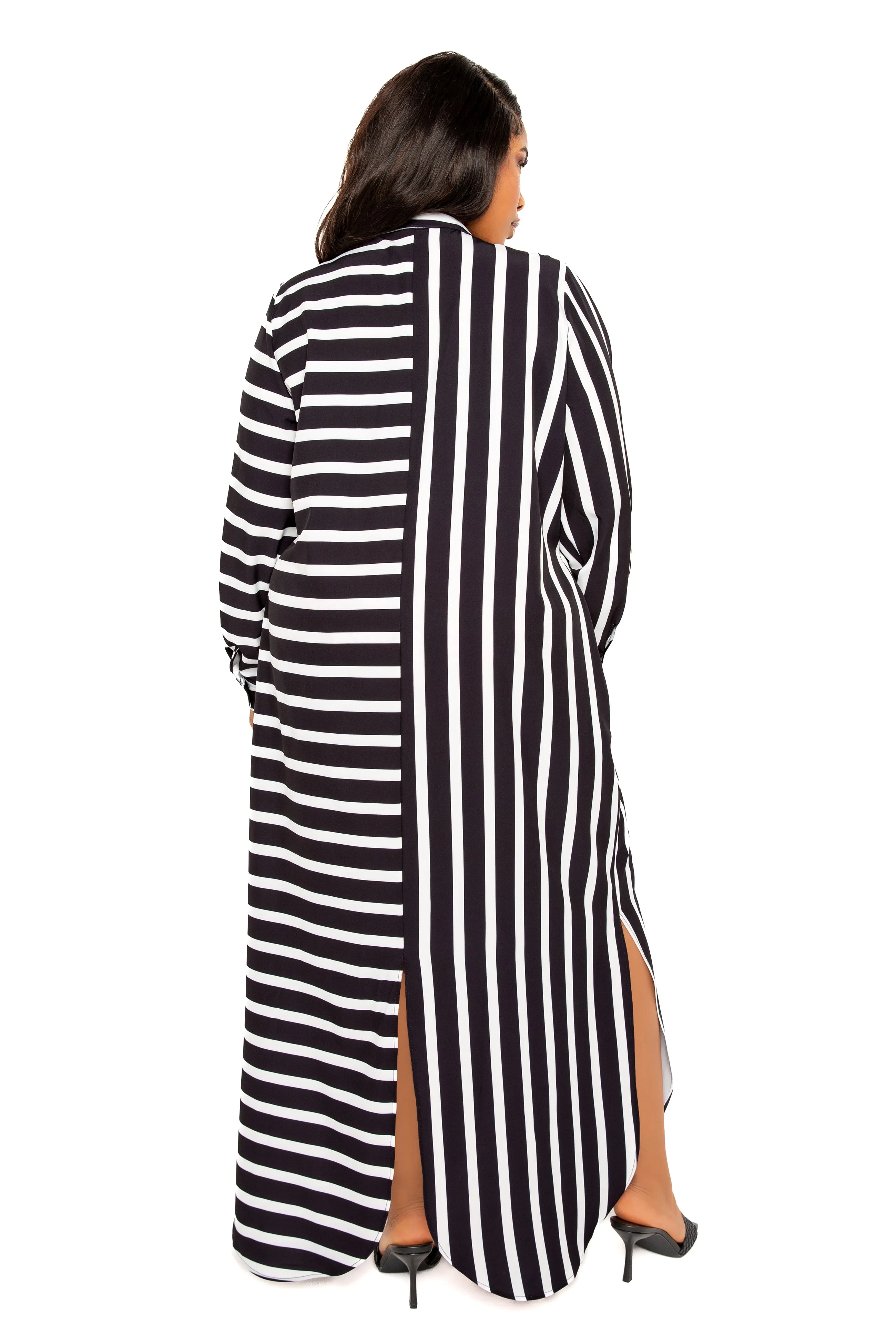 Mixed Stripe Maxi Shirt Dress sold by Buxom Couture product image thumbnail 2