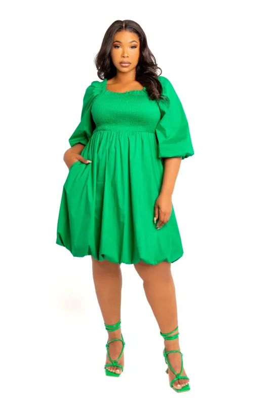 Smocked Puff Sleeve Bubbled Dress sold by Buxom Couture