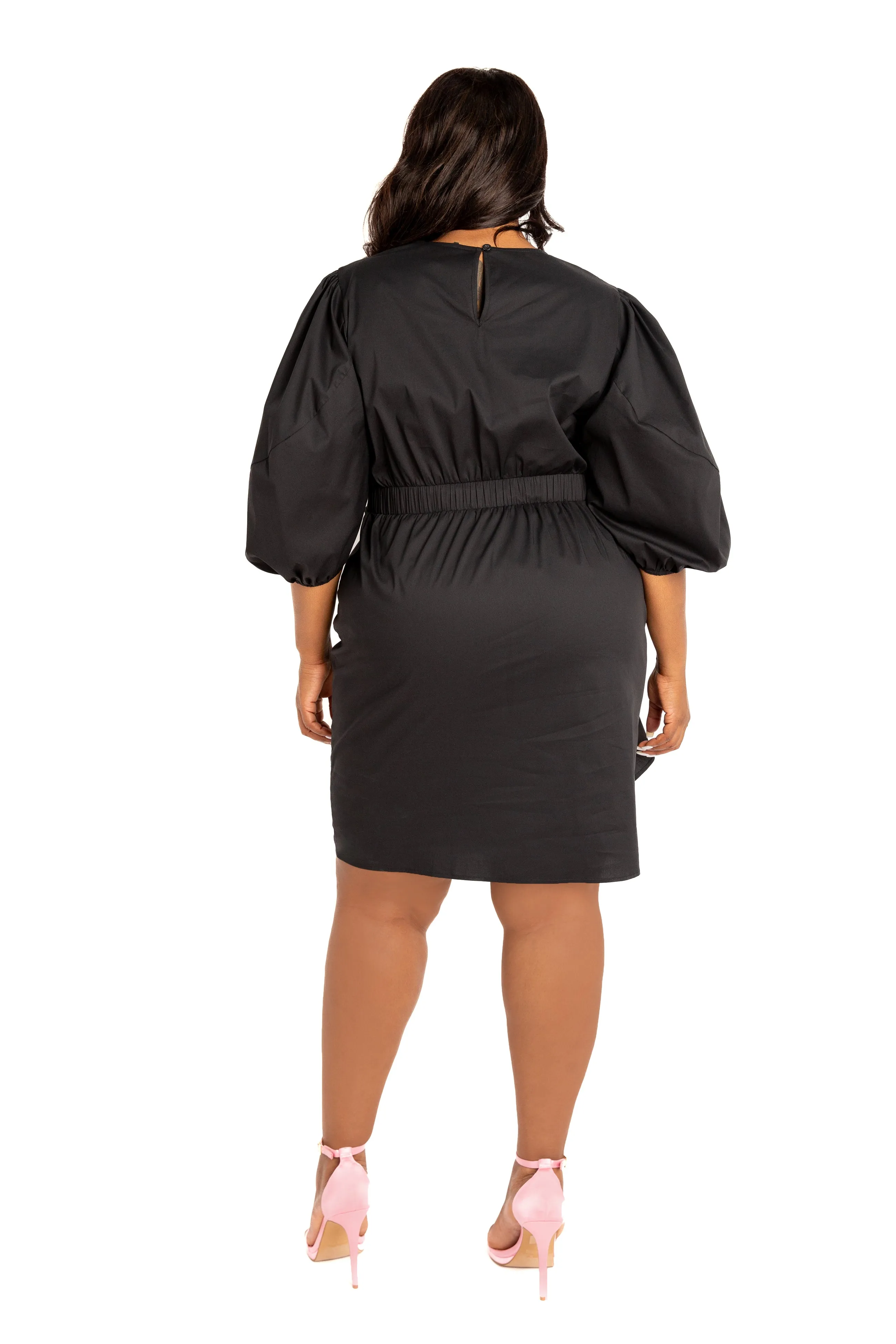 Puff Sleeve Asymmetric Ruffle Mini Dress sold by Buxom Couture product image thumbnail 2